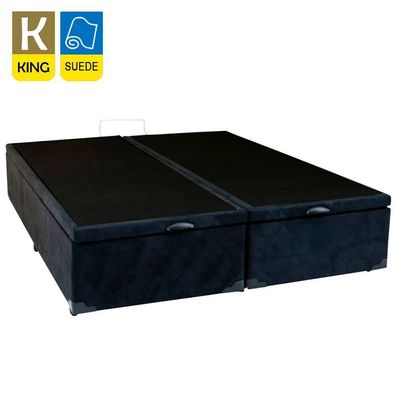 Cama Box Baú King Bipartido Suede Serene Preto 192x203x44