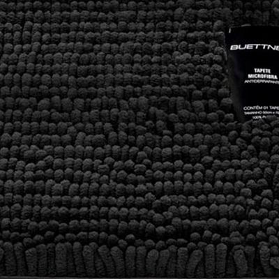 Tapete Buettner Microfibra Antiderrapante Chenille Ginko 60cmx90cm Preto