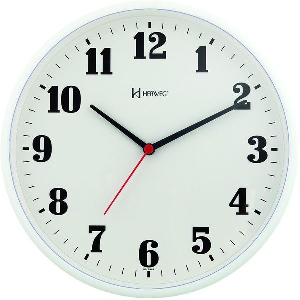 Relógio De Parede Redondo 26 Cm 6126 Herweg Branco