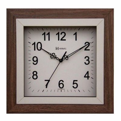 Relógio De Parede Quadrado Silencioso Madeira 660096 Cor Do Fundo Branco