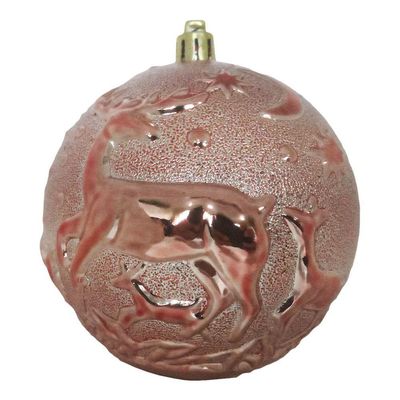 Bola De Natal Rose Rena Mista 10cm - 6 Unidades
