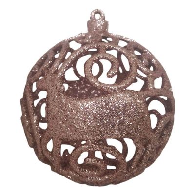 Bola De Natal Rose Rena Mista 10cm - 6 Unidades