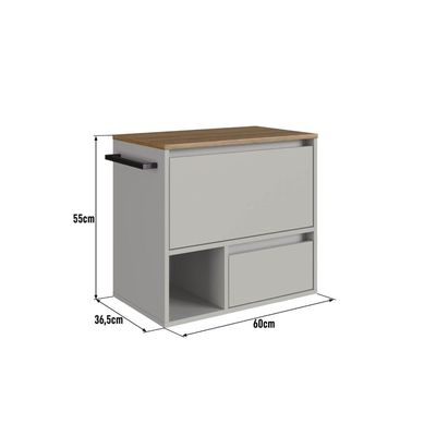 Gabinete Suspenso 60cm Arenas com Nicho Toalheiro e 1 Gaveta BH8050A