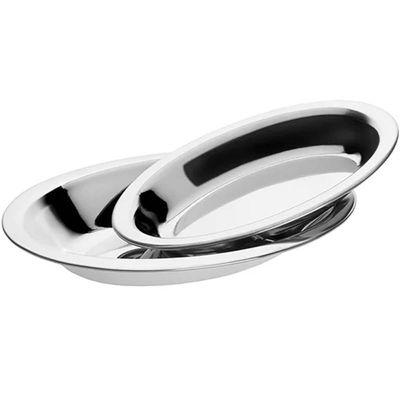 Travessa de Aço Inox Oval 20cm Pequena Hercules Baixela Funda para Servir Salada Porções