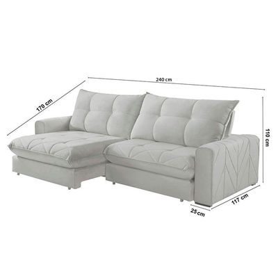 Sofá Firenze Veludo 02 Módulos De 120cm Meu Sofá Online B026 Veludo Prata