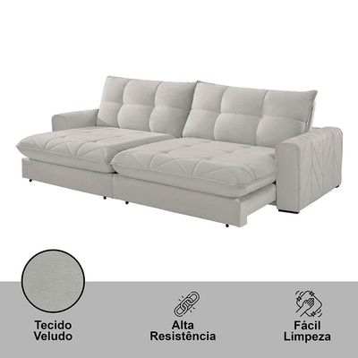 Sofá Firenze Veludo 02 Módulos De 120cm Meu Sofá Online B026 Veludo Prata