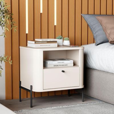 Conjunto Mesa De Cabeceira Malta Off White Preto