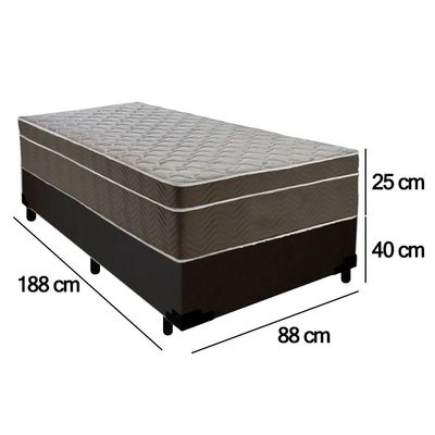 Cama Box Suede Solteiro + Colchão Serene Molas Ensacadas 88x188x65 Preto