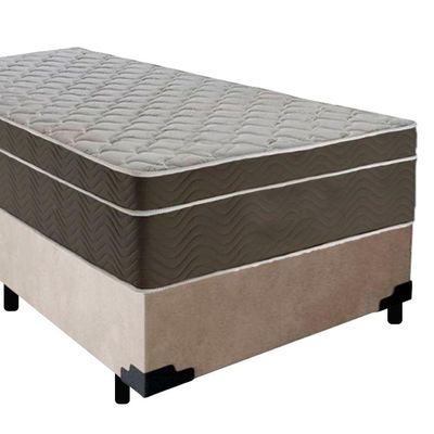 Cama Box Suede Solteiro + Colchão Serene Molas Ensacadas 88x188x65 Bege