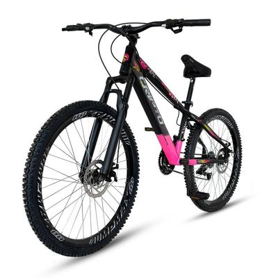 Bicicleta Aro 26 Cripto Freeride 21 Marchas Freios A Disco - Preto/rosa