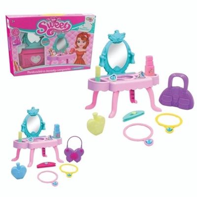 Penteadeira Infantil Princesa Com Espelho E Acessórios - Brinquedo Rosa Para Meninas