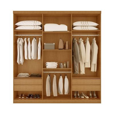 Guarda-Roupa Casal Torino 100% MDF 6 PT 4 GV Naturalle e Off White