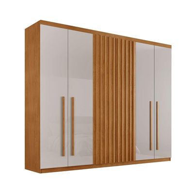 Guarda-Roupa Casal Torino 100% MDF 6 PT 4 GV Naturalle e Off White
