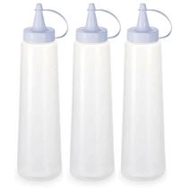 Kit 3 Bisnagas Plásticas Grandes 400ml para Molhos Maionese Plasvale Lanchonete Bar