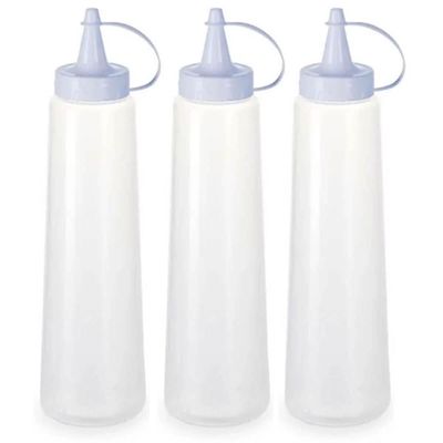 Kit 3 Bisnagas Plásticas Grandes 400ml para Molhos Maionese Plasvale Lanchonete Bar