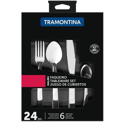 Jogo de Talheres Tramontina Inox 24 Peças Malibu Faqueiro