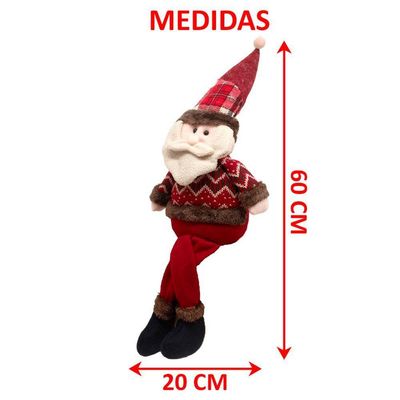 Decoração Boneco Natalino Papai Noel Com Pernas Moles 60cm