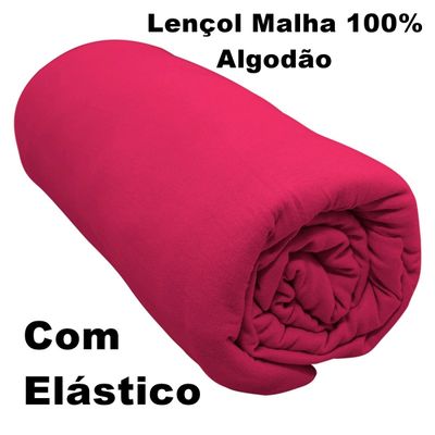 Lençol Com Elástico Solteiro Portallar Malha 100% Algodão Liso Linha Casa Vermelho Fita