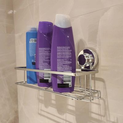 Suporte Shampoo com Ventosa Banheiro Cromado Gancho Multiuso 33,5cm Faciliti Schmitt