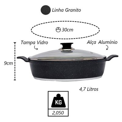 Frigideira Granito Preto Gourmet Antiaderente Javali AA 30cm