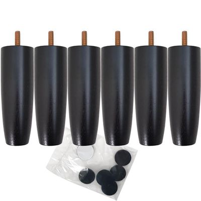 Kit 06 Pés De Madeira Para Camas Box Solteiro Pe De Cama 13cm Preto Pés Para Móveis