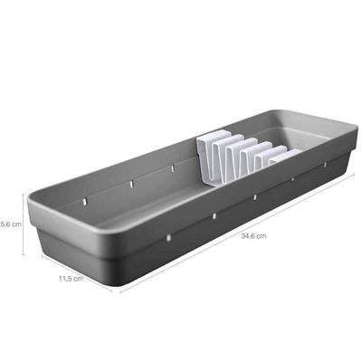 Organizador Porta Talheres Extensível e Organizador de Facas Cozinha Gaveta Chumbo OU.