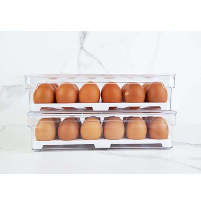 Kit 3 Caixas Organizadoras De Geladeira Transparentes Armazenadoras De Frutas Legumes Ovos Clear Fresh OU
