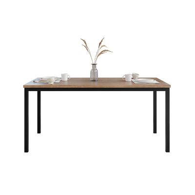 Conjunto de Mesa Retangular com Tampo de MDP Amadeirado e 6 Cadeiras Adriana I Revestimento Sintético Platina e Preto