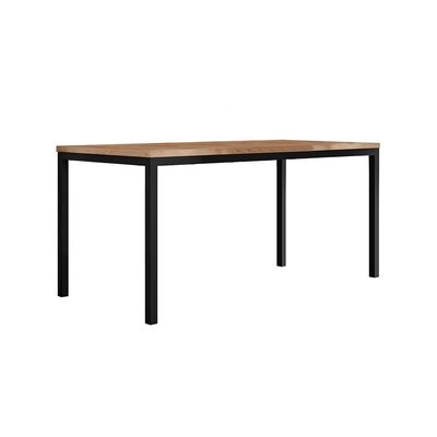 Conjunto de Mesa Retangular com Tampo de MDF Amadeirado e 6 Cadeiras Adriana Revestimento Sintético Imbuia e Preto