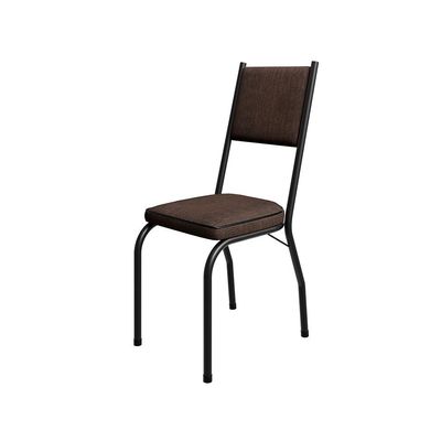 Conjunto de Mesa Retangular com Tampo de MDF Amadeirado e 6 Cadeiras Adriana Revestimento Sintético Imbuia e Preto