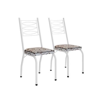 Conjunto de Mesa Retangular com Tampo de MDP Amadeirado e 6 Cadeiras Adriana I Revestimento Sintético Cedro e Branco
