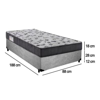 Cama Box Solteiro Suede + Colchão De Espuma D33 - Serene - 88cm Cinza