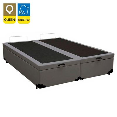 Cama Box Baú Queen Bipartido Sintético Serene Cinza 158x198x44