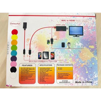 Kit Completo Mhl Cabo Hdmi Micro Usb V8 1.5 Metros Full Hd