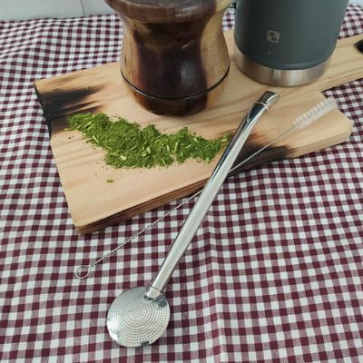 Bomba para Tomar Chimarrão Mil Furos de Mate Inox Bortonaggio 23,5cm Lisa Bojo Removível