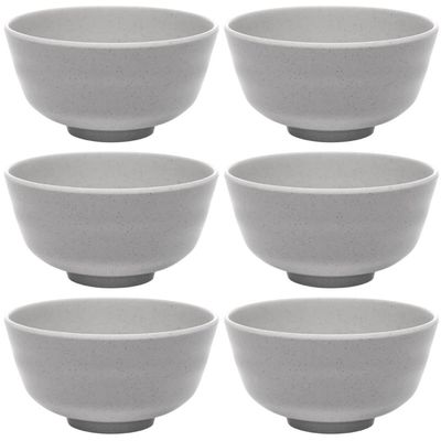 6 Bowls Cumbucas de Melamina 350ml Lyor Yakisoba Cereal Tóquio Granilite Cinza