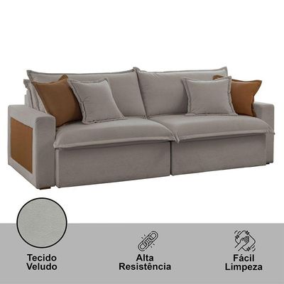 Sofá Dallas Veludo Dois Módulos De 120cm B15 Meu Sofá Online B026 Veludo Prata