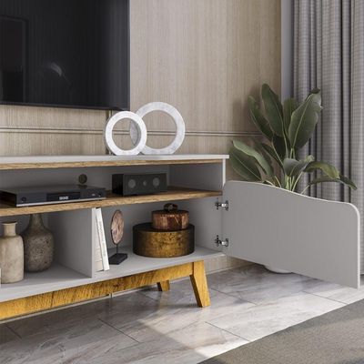Rack Ilhabela TV 75 Polegadas Madeira Off White/Cinamomo