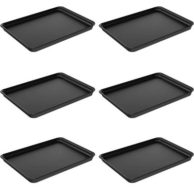 Kit 6 Bandejas Plásticas para Servir Coza 32x23cm Preto Restaurante A4 Fast Food Casual