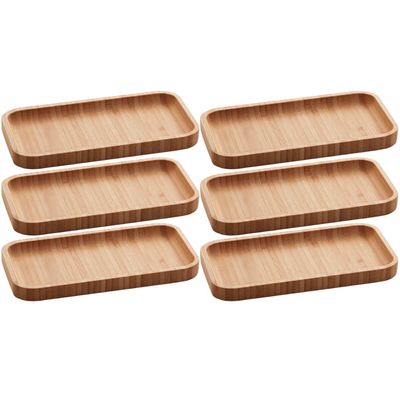 Kit 6 Petisqueiras Bandeja Bambu 20x10cm Lyor Hire Prato Salgados Petiscos