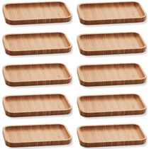 Kit 10 Bandejas de Bambu Retangulares para Cozinha 20x10cm Petisqueiras Multiuso Hire Lyor