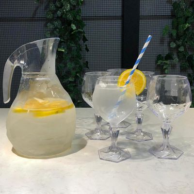 Kit Jarra 2,3L E 6 Taças 350ml Jogo De Refresco Tango Servir Água Suco UZ Transparente