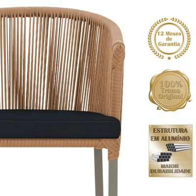3 Cadeiras De Jantar Noronha Fendi Corda Náutica E12 Trama Terra Cota