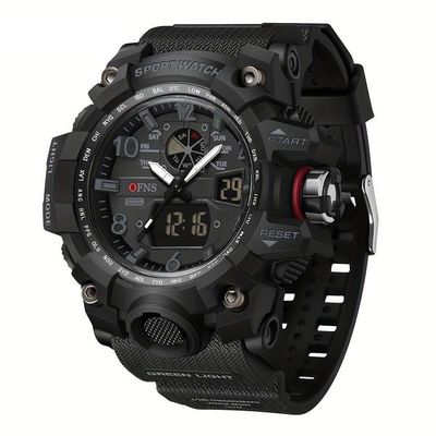 Relógio Esportivo Masculino Ofns S3169 Dupla Exibição Preto