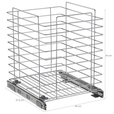 Tulha Aramada Deslizante 45cm x 37,5cm Cesto Roupa Suja com Corrediça para Banheiro Cromado