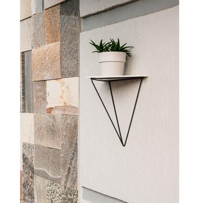 Prateleira Com Suporte Aramado Floreira Triangular Tri Grafite