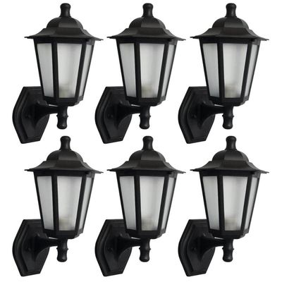 Kit 6 Arandelas Coloniais de Parede Luminária Externa Grega Preta Jardim Fachada