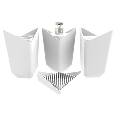 Kit Lavabo Prisma Branco 4 Pç Porta Escova Algodão Sabonetes Conjunto para Banheiro Crippa