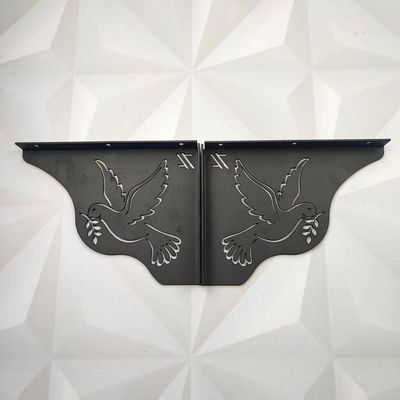 Par Mãos Francesas Decorativas 20cm Pomba da Paz Divino Espírito Santo Aço Preto