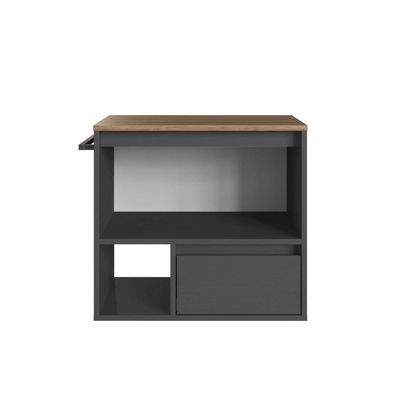 Gabinete Suspenso 60cm Mel Grafite 1 Nicho Toalheiro Gaveta BH8050MG